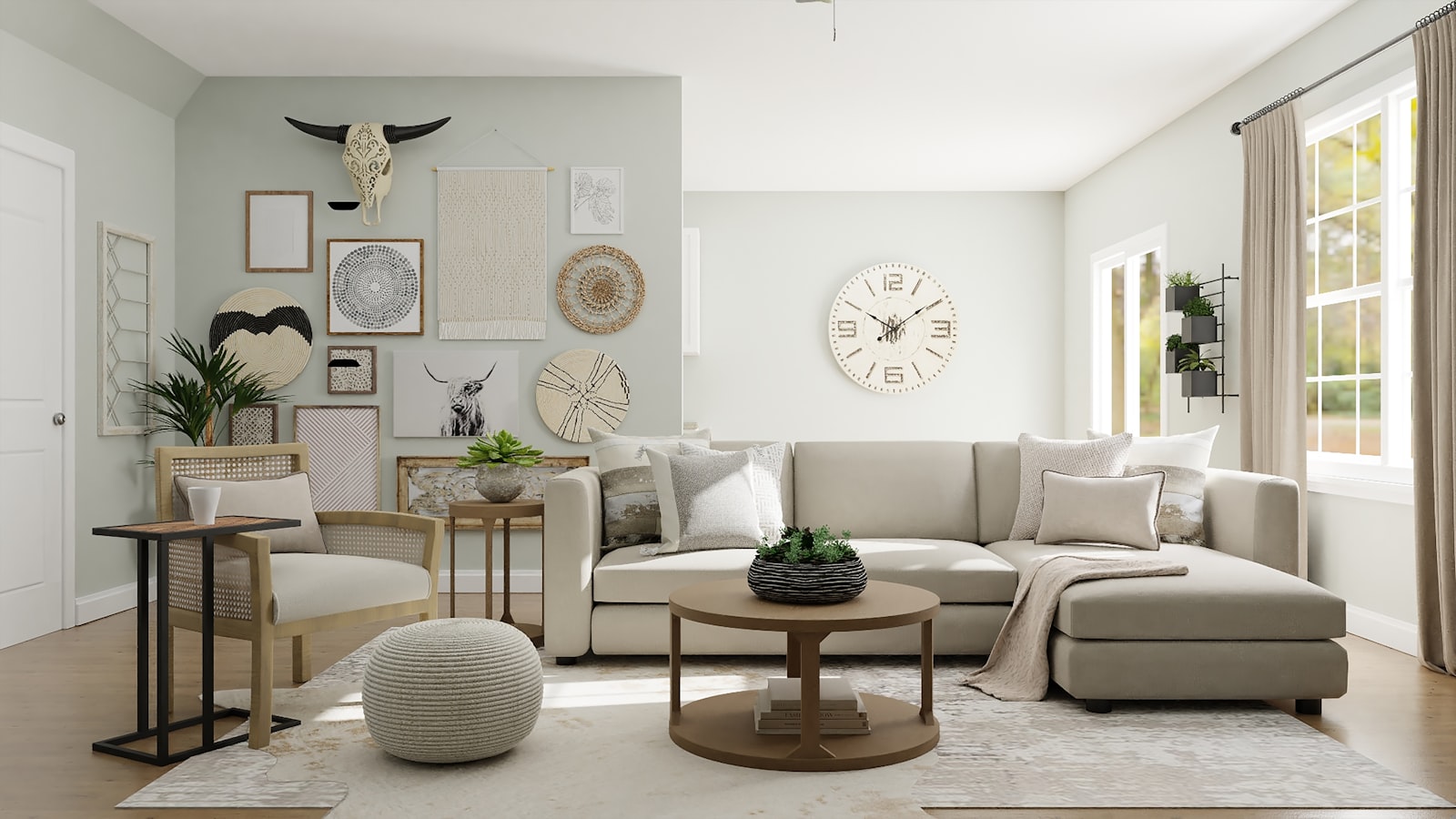 Comfortable sofa with bright modern decor